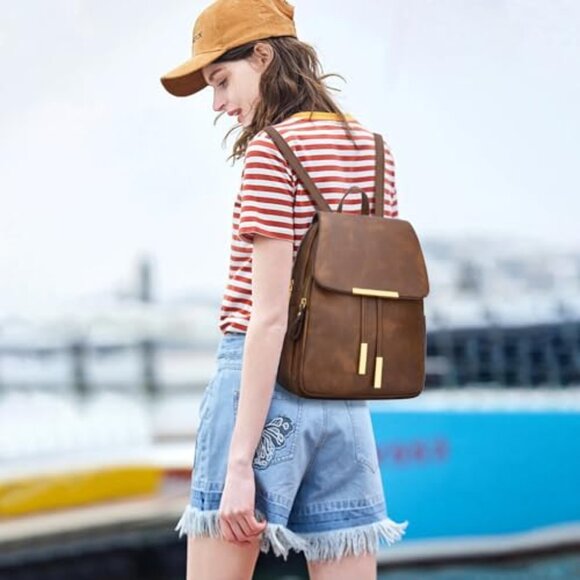 Vegan Leather Backpack Purse Chic Trendy Travel Daypack Adjustable Straps main image 7
